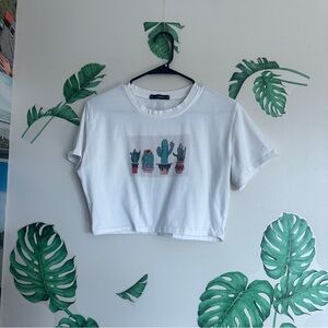 Zaful Cactus White Cropped Top